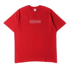 Supreme シュプリーム Tシャツ サイズ:L / 21SS KAWS チョークボックスロゴ クルーネック Tシャツ (Chalk Box Logo Tee) / レッド / トップス カットソー 半袖【メンズ】【中古】