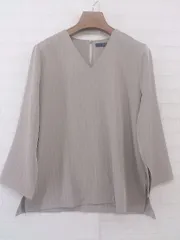 ◇ la.f… ラ エフ ストライプ Vネック 長袖 ブラウス カットソー サイズ2S グレージュ レディース P  【1209050007949】