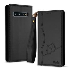 Kedic Galaxy S10 ケース 手帳型 ギャラクシー S10 ケース 可愛い笑顔の猫模様 手作り SC-03L SCV41 携帯カバー ぎゃらくしーS10 スマホケース 手帳型 おしゃれ カード入れ 財布型 と横方向のスタンドが 多機能 ギャラクシー