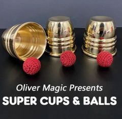 Super Cups and Balls (Brass) by Oliver Magic (手品、マジック）