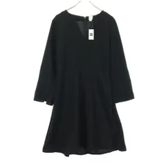 未使用 GAP ギャップ 長袖 Vネック 膝丈ワンピース 0 ブラック レディース 古着