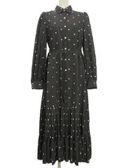 グレースコンチネンタル GRACE CONTINENTAL ベルト付刺繍ロングワンピース 38 ブラック 黒 2024AW