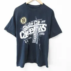 XL/古着 半袖 Tシャツ メンズ NHL ボストンブルーインズ クルーネック 黒 ブラック アイスホッケー 25may23 中古