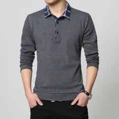 ☆ ダークグレー ☆ M ☆ ポロシャツ メンズ 長袖ポロシャツ ポロシャツ メンズ 長袖 Poloシャツ ポロシャツメンズ Poloシャツメンズ 長袖シャツ 長袖ポロシャツ ステンカラーシャツ メンズポロシャツ ゴルフシャツ 普段着 チェック柄 ステンカラー