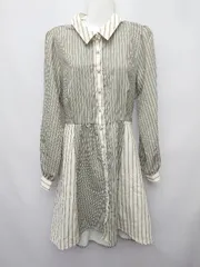 ◇ ⊂ axes femme アクシーズファム ストライプ 長袖 膝 ワンピース サイズM グリーン　ベージュ レディース P  【1409250009938】