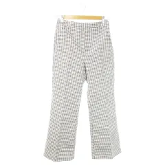 ローリーズファーム LOWRYS FARM パンツ スラックス フレア ハイウエスト バックゴム シャリ感 ギンガムチェック M 黒 ブラック /AO9