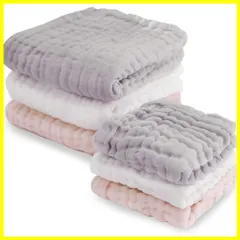 (ケラッタ) イブル 沐浴ガーゼ ハンカチ タオル ベビー くすみカラー 6枚セット (ピンク グレー ホワイト)