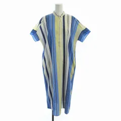 エヴェックス バイ クリツィア EVEX by KRIZIA シャツワンピース マキシ ロング 麻 リネン混 ストライプ スタンドカラー 半袖 40 L マルチカラー /ROのサムネイル