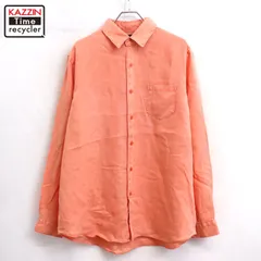 00s Black Brown リネン 長袖シャツ メンズ 表記XLサイズ