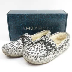 EMU エミュ モカシンシューズ レオパード W7 24cm 箱有 ※中古