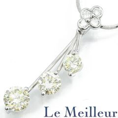イエローダイヤモンド 0.202ct イエローダイヤモンド 0.323ct プラチナ Pt900 スウィングペンダントネックレス SIクラス 中古 プレラブド 返品OK