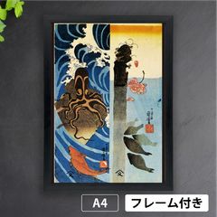 浮世絵風 波と魚のアート作品 絵画 葛飾北斎による浮世絵「Chôshi in Shimôsa Province (Sôshû
