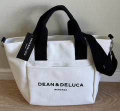 新品DEAN & DELUCA トートバッグ ショルダーバッグ レディース キャンバス 帆布 ミニトート 仕切り おしゃれ　ホワイト 大容量 通勤