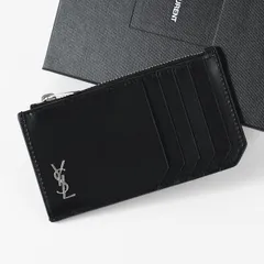 SAINT LAURENT サンローラン カードケース タイニー カサンドラ フラグメント ジップカードケース マットレザー 629899 1JB0E レディース ブラック コインケース ジッパー開閉 ロゴ