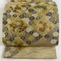 O0679 美品 逸品 粋 花紋 唐織 正絹 袋帯