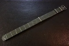 ◆Leather NATO G10Strap◆高品質国産クロコ型押しカーフ VINTAGE GRAY カスタムオーダー(ラグ幅/バックルカラー) 受注生産(納期10日前後) 日本製 腕時計ベルト