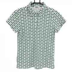 【超美品】ジャックバニー 半袖ポロシャツ 白×グリーン ロゴ総柄  レディース 1(M) ゴルフウェア Jack Bunny