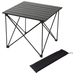 軽量 コンパクト収納 アルミ製 キャンプ キャンプ BBQ ロールテーブル 登山 折りたたみテーブル ツーリング テーブル お釣り アウトドアテーブル おしゃれ CARBABY 専用収納バッグ付き（ブラック）