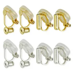 イヤリングコンバーター 蝶バネ クリップ式 横型 縦型 シリコンカバー付 ゴールド シルバー 2種4ペア