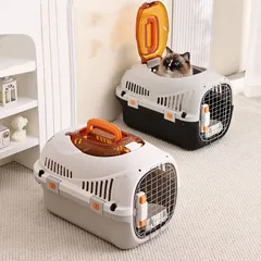 キャリーケース ペットキャリー 室内用ハウス トップオープン 猫犬兎 耐荷重 通気性 持ち運び 航空輸送ボックス 旅行 簡単組立のサムネイル
