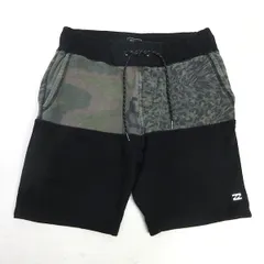 D■ビラボン/Billabong レオパード/カモフラ柄 スウェットハーフパンツ【M】カーキ/MENS/107【中古】