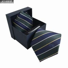 ダニエルウェリントン ネクタイ&amp;タイバー&amp;チーフ 3点セット Daniel Wellington メンズ シルク100% ストライプ柄 8cm GREEN/NAVY おしゃれ プレゼント