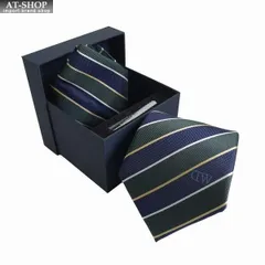 ダニエルウェリントン ネクタイ&タイバー&チーフ 3点セット Daniel Wellington メンズ シルク100% ストライプ柄 8cm GREEN/NAVY おしゃれ プレゼント