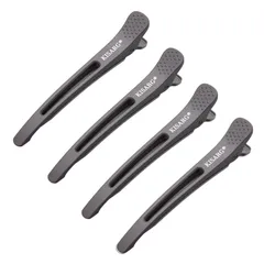 【数量限定】メンズ レディーズ兼用 ヘアピン ダッカール ヘアクリップ 美容師 プロ用 前髪 髪留め KISARG クリップ ブロッキング 跡がつかない 大きめ 4本セット入りグレー