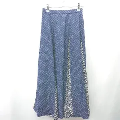 ◇ Θ FRED REPIT ドット柄 花柄 切り替えデザイン ロング丈 フレア スカート サイズ38 ネイビー ホワイト系 レディース E  【1409100069242】
