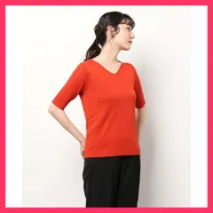 ★スタッフおすすめ★ひんやり！五分袖ベーシックニット ◇身長167cm B78 W58 H83/モデル着用サイズM 上品　おすすめ おしゃれ　★売れ筋★　人気 高見え　高級感