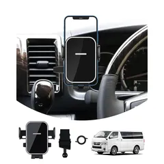 Cartist トヨタ ハイエース 200系 4型/5/6型 専用 スマートフォン スマホ ホルダー 携帯 ホルダー スマホスタンド 鏡面 片手操作 360度回転 車載ホルダー 固定 取付簡単 Bタイプ (Black) 1