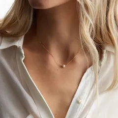 ワンパールスキンネックレス　サージカルステンレス　金属アレルギー対応