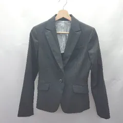 ◇ ⊇◎ COMME CA ISM コムサイズム 背抜き ストライプ S パンツスーツ サイズM ブラック レディース E  【1412090010484】