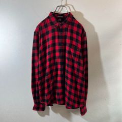 DENIM & FLOWER XLチェック柄フランネルシャツ レッド