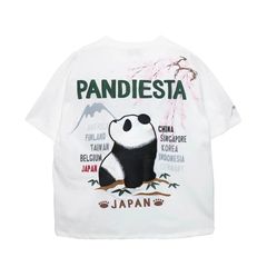 パンディエスタ 半袖 Tシャツ 585561 刺繍&プリント お花見 パンダ スーベニア ホワイト