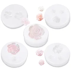 【迅速発送】サムコス シリコンモールド 花型 5個セット 立体 花 桜 薔薇 バラ uvレジン エポキシ樹脂 DIY 手作り アロマストーン 粘土 樹脂 シリコン型 抜き型 (Q)