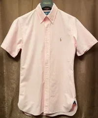 Ralph Lauren CUSTOM FIT 半袖ボタンダウンオックスフォードシャツ ピンク Sサイズ
