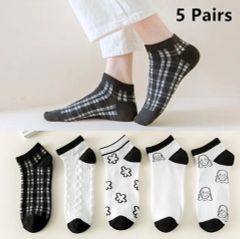 女性,レディースのための靴下,ソックス,原宿,カワイイ,かわいい女の子,幸せ,面白い,ボート,薄いファッション,5ペア