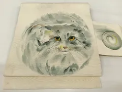 平和屋着物○九寸名古屋帯 手描き 猫 正絹 逸品 AAAU4247np - メルカリ