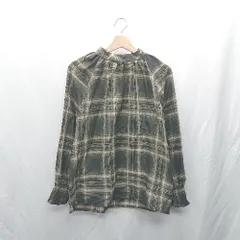 ◇ ⊇ Φ ◎●未使用● ROPE PICNIC チェック スタンドカラー 長袖 プルオーバー サイズ38 グリーン系 レディース E  【1410290072318】