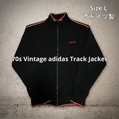 70s Vintage adidas Track Jacket Tracksuit アディダス トラックジャケット デサント期 西ドイツ製 ブラック レッド Lサイズ サイドライン トレフォイル west germany descente