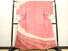 【単衣】色無地 本郷大田子 落款有 虹染めピンク 正絹 カジュアル5KM45 単衣】色無地 本郷大田子 落款有 虹染めピンク 正絹 カジュアル