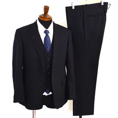 美品 パーソンズ フォーメン 3ピース 2つボタン シングルスーツ M AB4 ブラック ストライプ ノータック A18-X6160 合物 春夏秋  5XH056 【送料無料】【中古】【メンズビジネス】202508