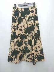 ◇ aperi?ナノユニバース 花柄 大人女子 きれいめ ロング フレア スカート サイズ38 ブラウン系 ブラック レディース P  【1402160007155】