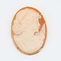 シェルカメオ 作家のサイン入り 刻印あり ブローチ＆ペンダントトップ 