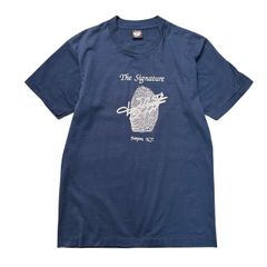 【L】USA製 90s ヴィンテージ Tシャツ 指紋 アート 企業系 シングルステッチ ネイビー 古着 スクリーンスターズ