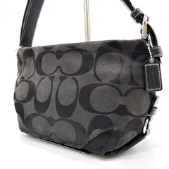 ✨良品✨ COACH コーチ ワンショルダーバッグ トートバッグ バックル シグネチャ 総柄 シルバー金具 肩掛け 斜め掛け キャンバス レザー レディース ブラック 黒色