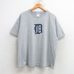 XL/古着 半袖 ビンテージ Tシャツ メンズ 00s MLB デトロイトタイガース クルーネック グレー 霜降り メジャーリーグ ベースボール 野球 25