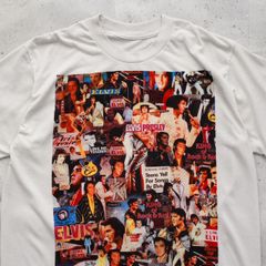 エルヴィス・プレスリー フォトグラフ バンT バンドT Tシャツ プリント シングルステッチ ロック ホワイト 白 古着 【UR-0535】