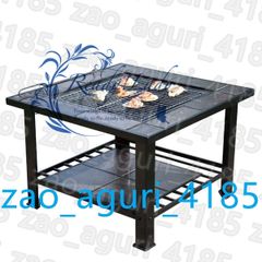 屋外ファイヤーピットウッドバーニングスクエアメタル暖炉、スパークスクリーンカバー、ポーカー、カバー、バーベキューピクニ